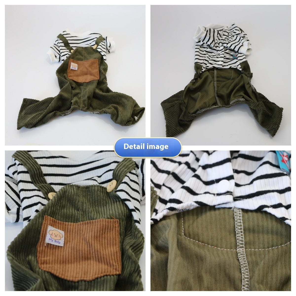 Tuta per Bassotto a righe con bretelle – Moda casual