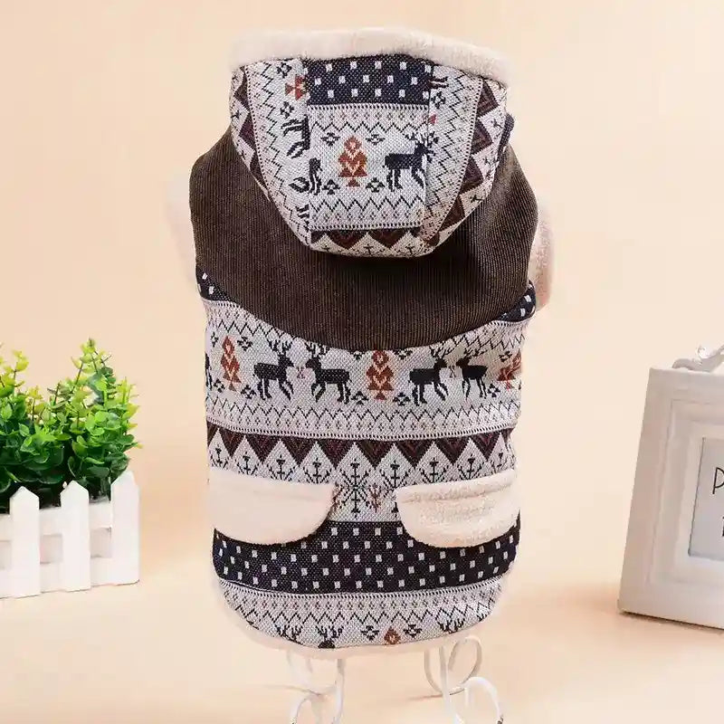 Cappottino Natalizio Bijou Noir - Renne e Cappuccio by Dog Moda