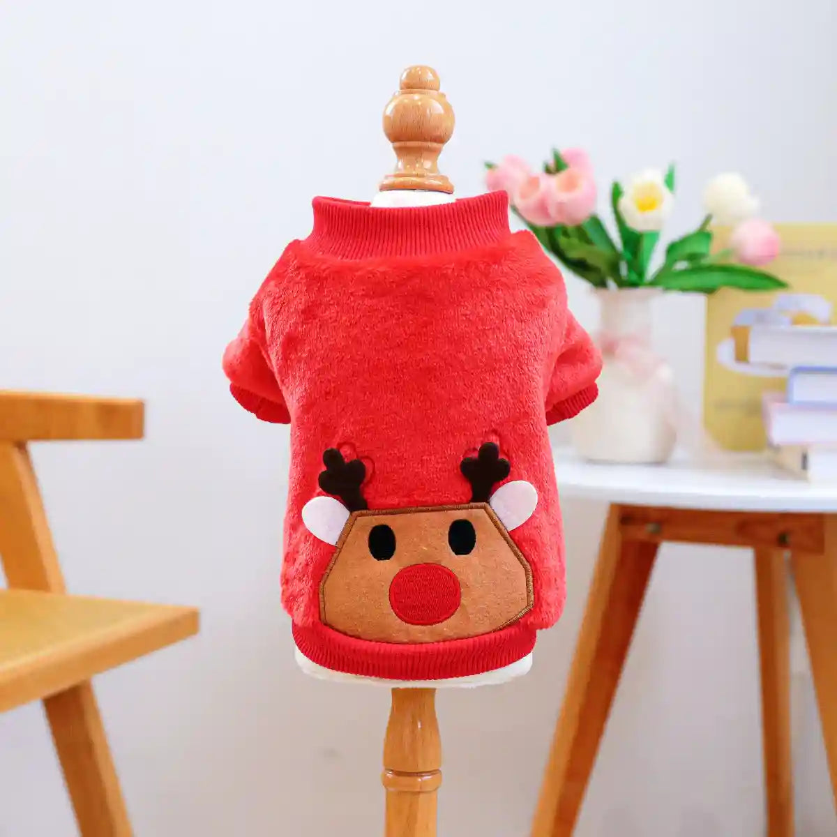 Vestitino Natale Cani Pile Rosso Merry Christmas Renna by Dog Moda