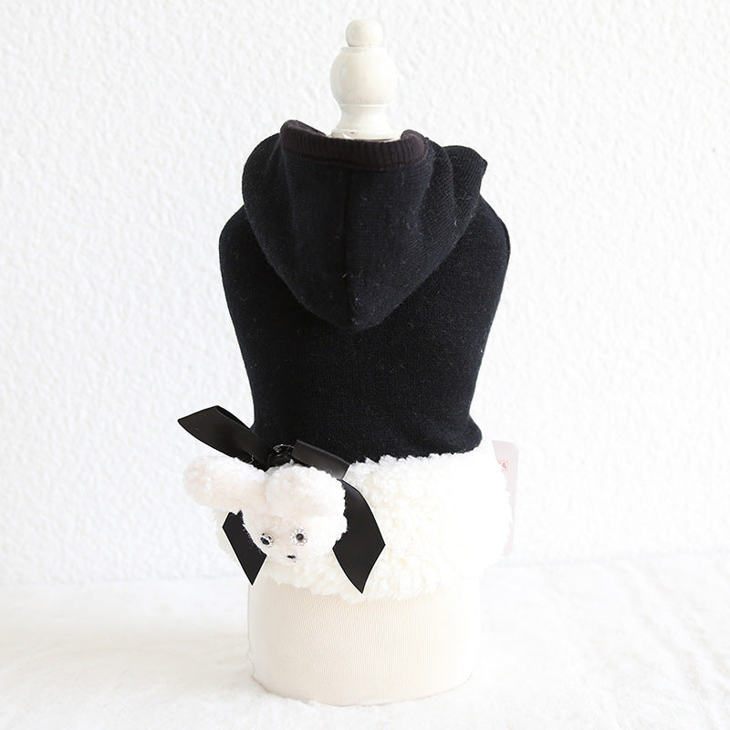 Cappottino per Barboncino "Bunny" con Cappuccio in Pile – Nero o Grigio