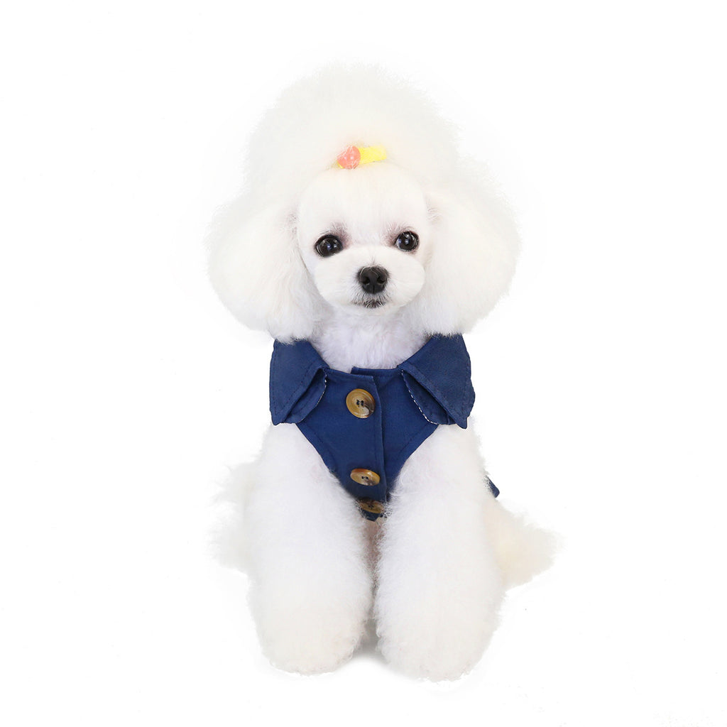 Cappotto leggero elegante per cani piccoli con bottoni e colletto