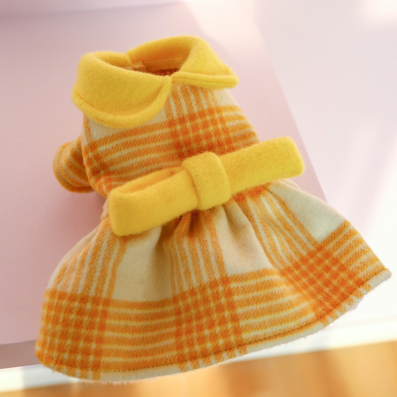 Vestito per Cani "Montpellier" Giallo con Fiocco e Gonnellina Elegante