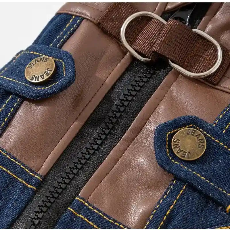 Abrigo Vault Jeans de Ecopiel para Perros - Acolchado con Cremallera