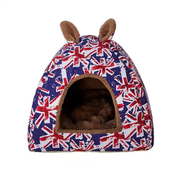 うさぎの耳付きハウスベッド - 暖かくて閉じたデザイン