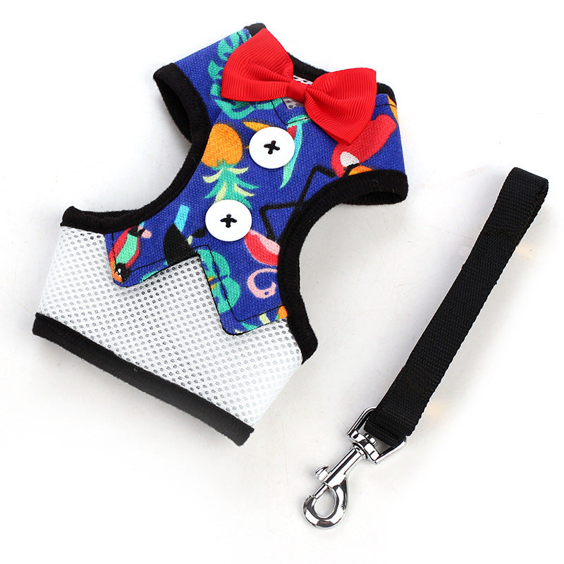 Breathable fabric dog harness and leash set "Grazia"