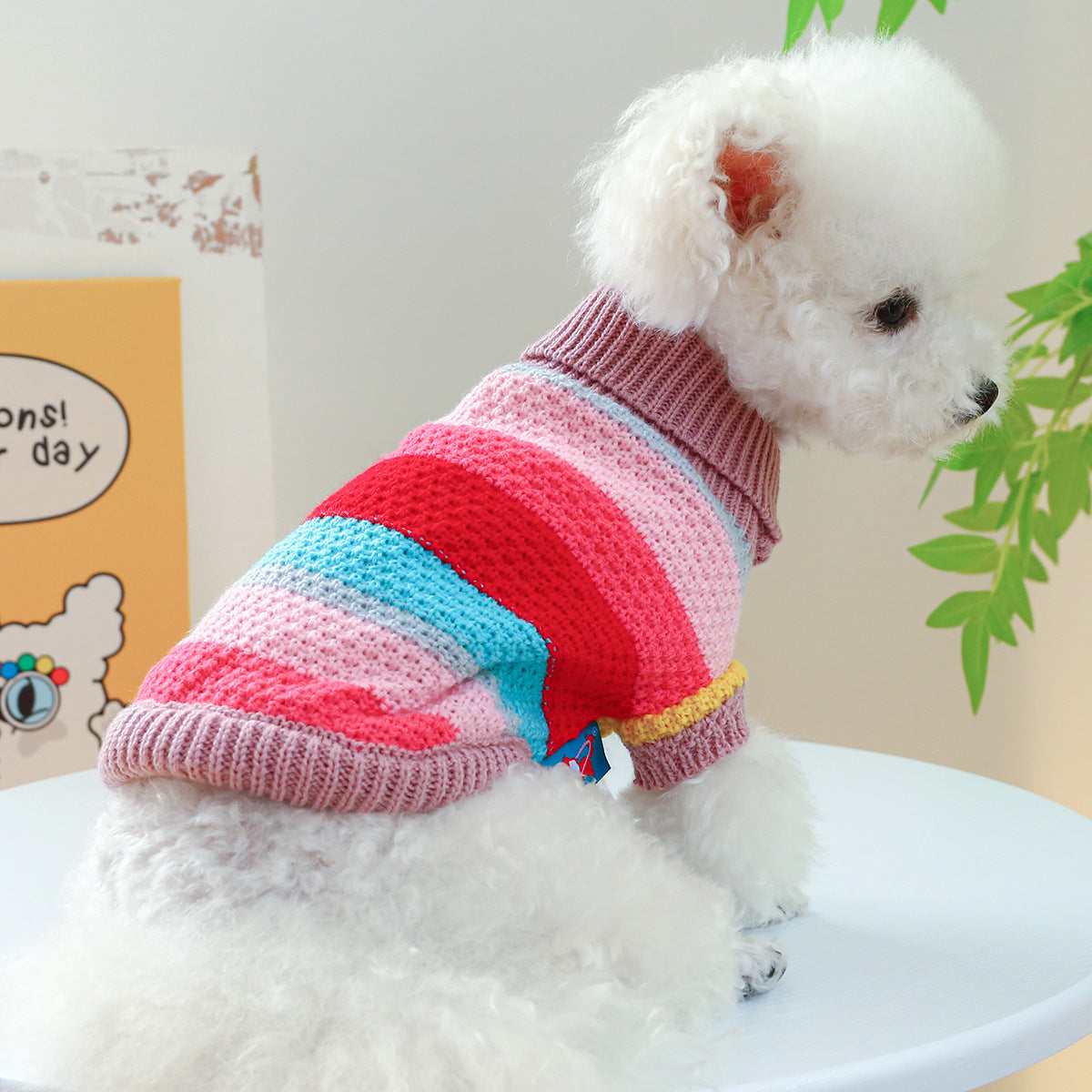 Maglioncino Rigato per cani Dolce Inverno - Collo alto - Dog Moda