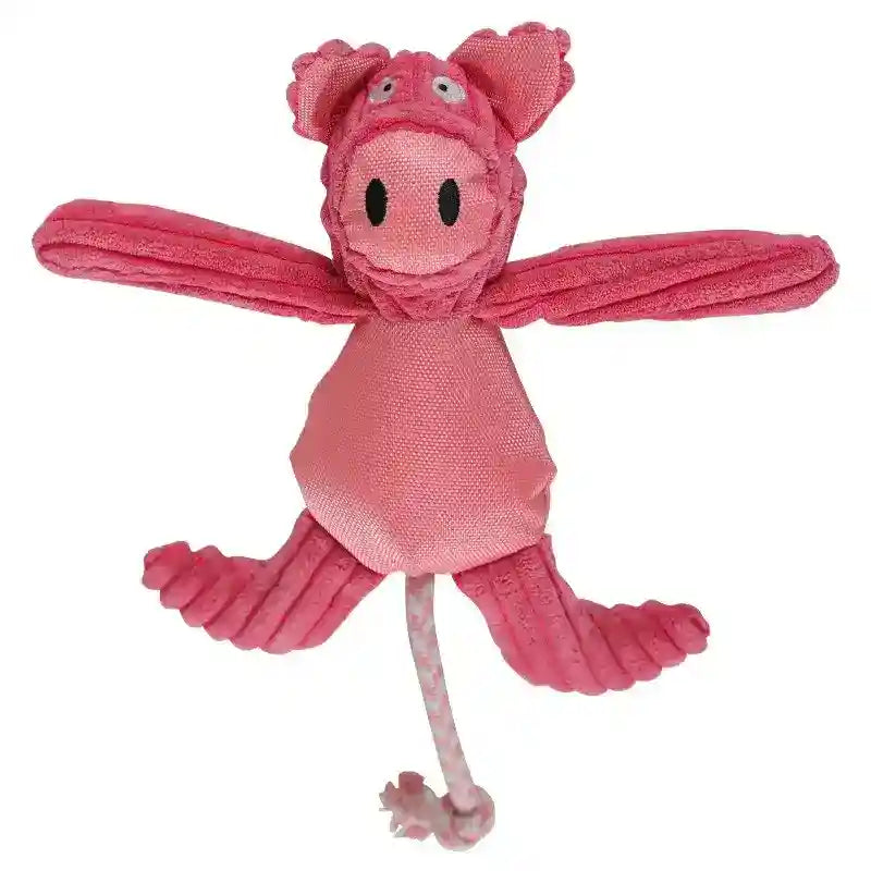 ぬいぐるみピンクの子豚 犬用 - ホイッスルとロープ付き 40cm