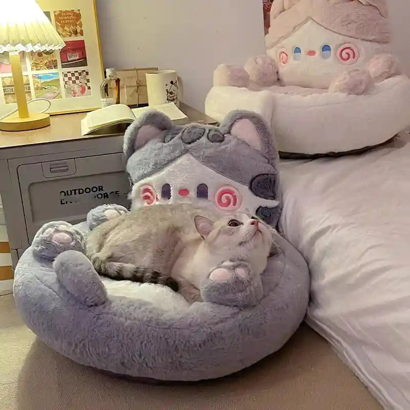 Katzenhaus mit verschiedenen Themen – Baum, Sofa und Kätzchen