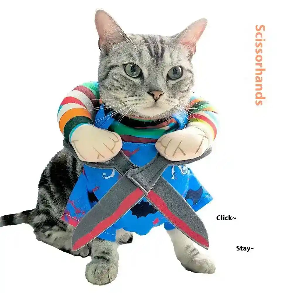 Costume Chucky per Cani e Gatti - Halloween Spaventoso by null