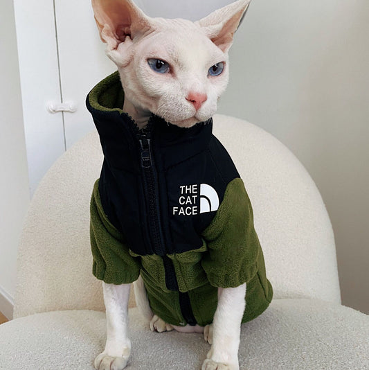 "The CAT Face" Cat Fleece Sweatshirt - Sporty and Warm with Zip