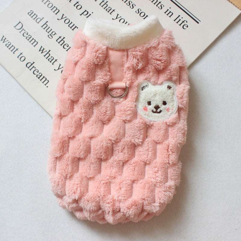 Maglia per Cani in Pile con Cappuccio - Stile Turtle e Orsetto