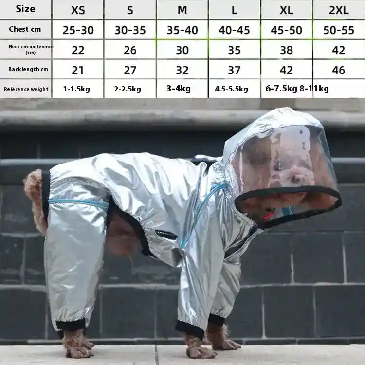 Impermeabile per Cani Argentato con Visiera | Pioggia 4 Zampe by Dog Moda