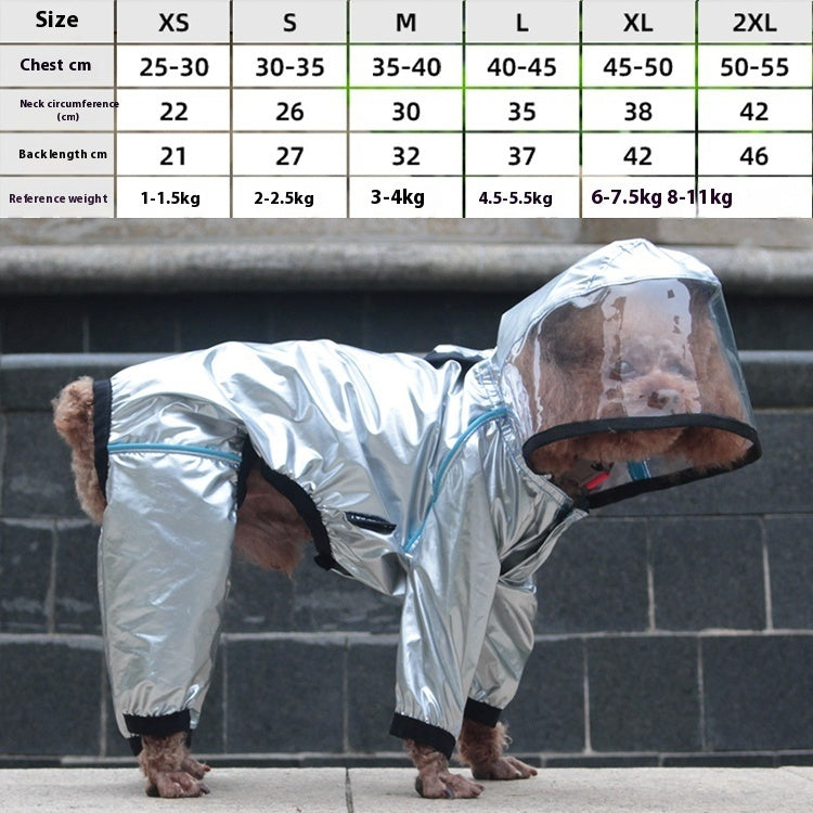 Impermeabile per Cani Argentato con Visiera | Pioggia 4 Zampe
