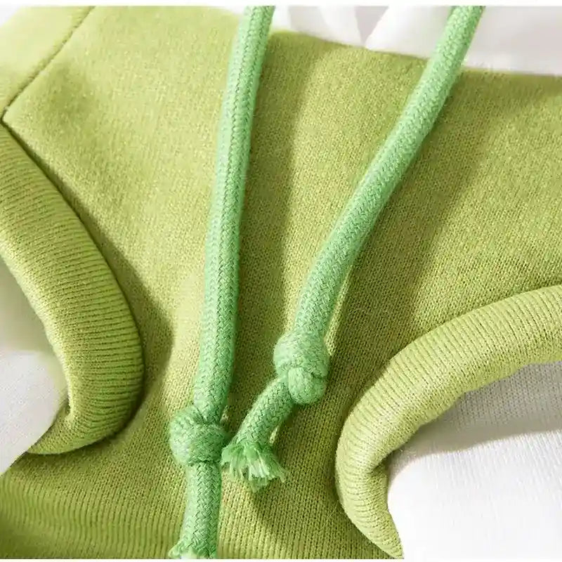 かわいい子犬のフリースパーカー 犬と猫用 - フードとリング付き