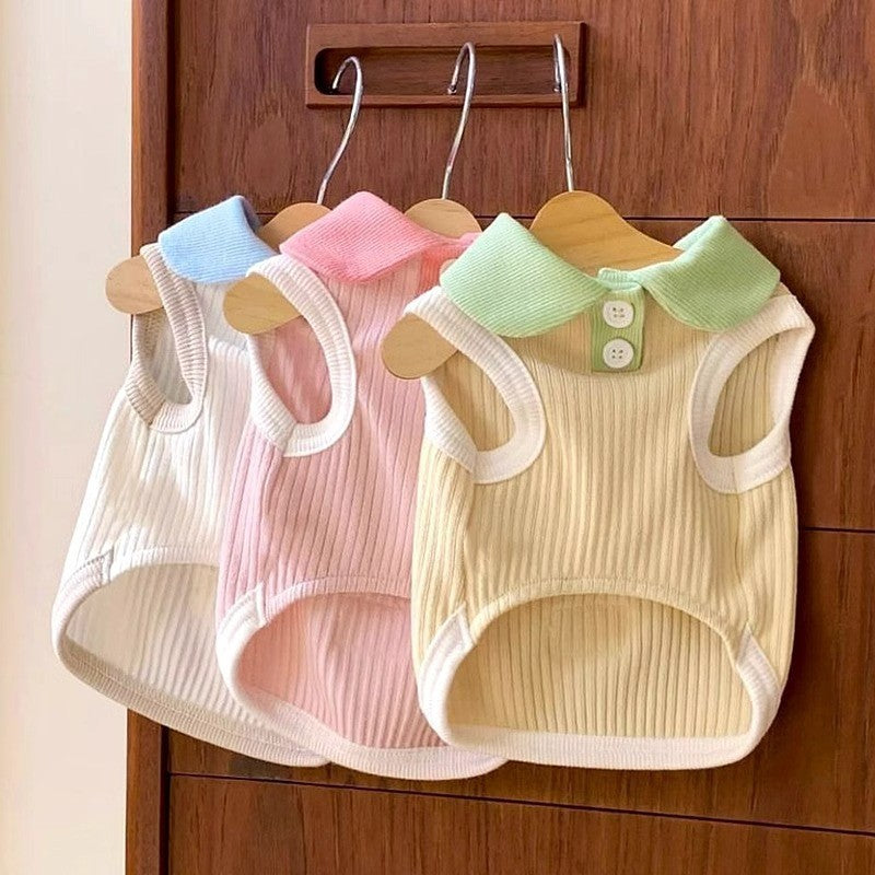 Maglia Polo per Cani Smanicata - Vestito Elegante con Bottoni