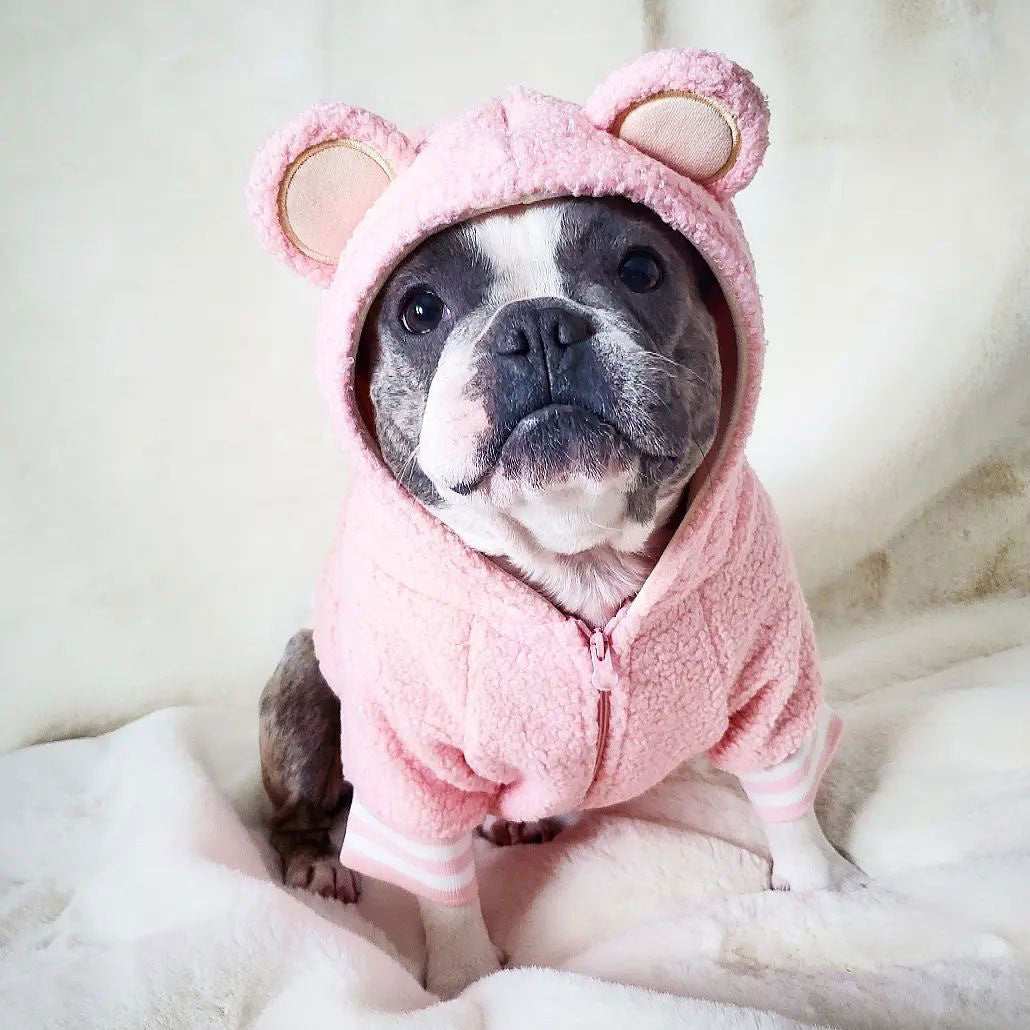 Fleece Dog Sweatshirt with Hood and Ears Soft and Warm