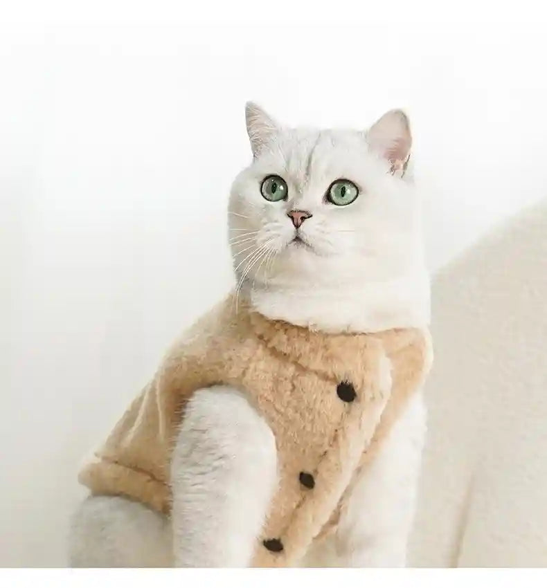 猫用ZEZEコート - 胸元にボタン付きフリース