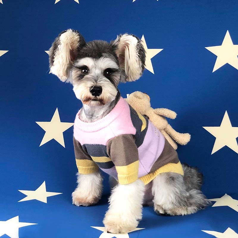 "Tawney Bear" Dog Sweater with Teddy Bear Sewn on the Back