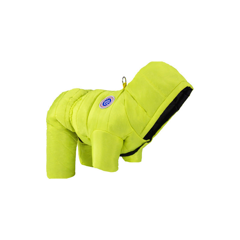 "Chamonix" Dog Down Jacket with Hood and Harness Ring - Full Protection 