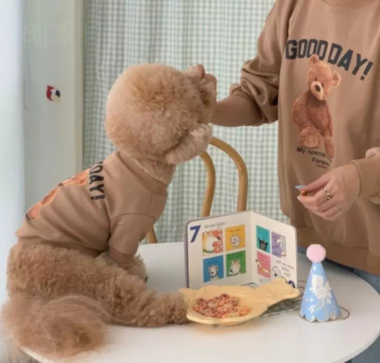 "Good Day" Bear Print Dog Hoodie - Style and Comfort for Your Dog