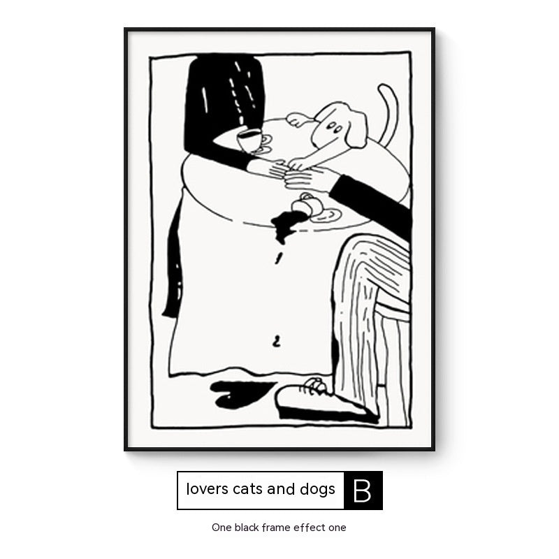 Quadro Astratto Persone con Cane - Stampa Decorativa Moderna