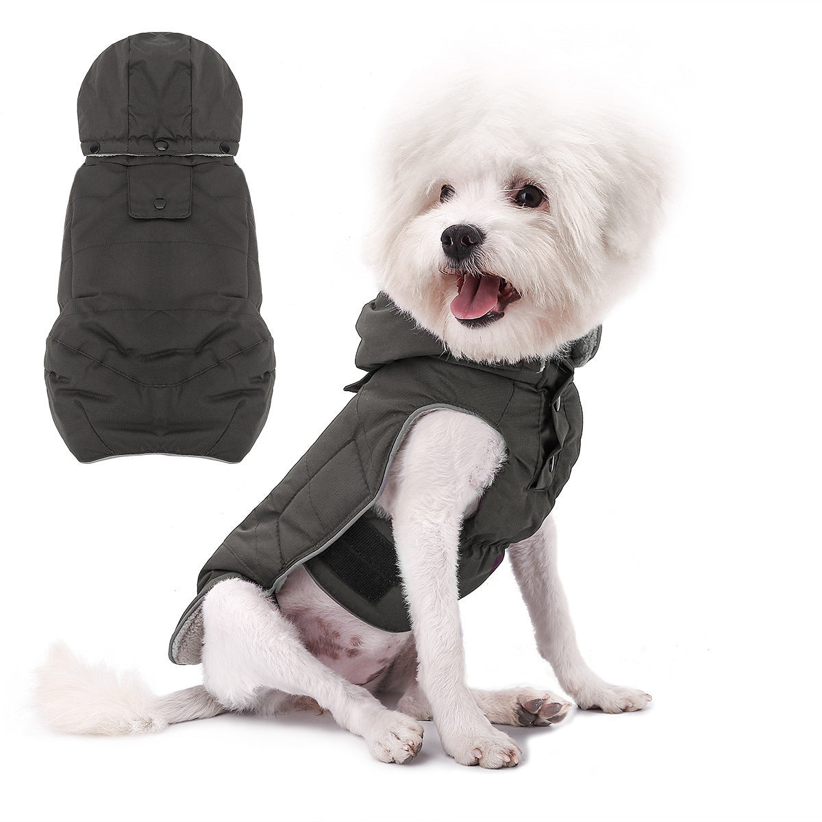 Cappotto per Cani "Nairobi" con Cappuccio Removibile e Chiusura in Velcro