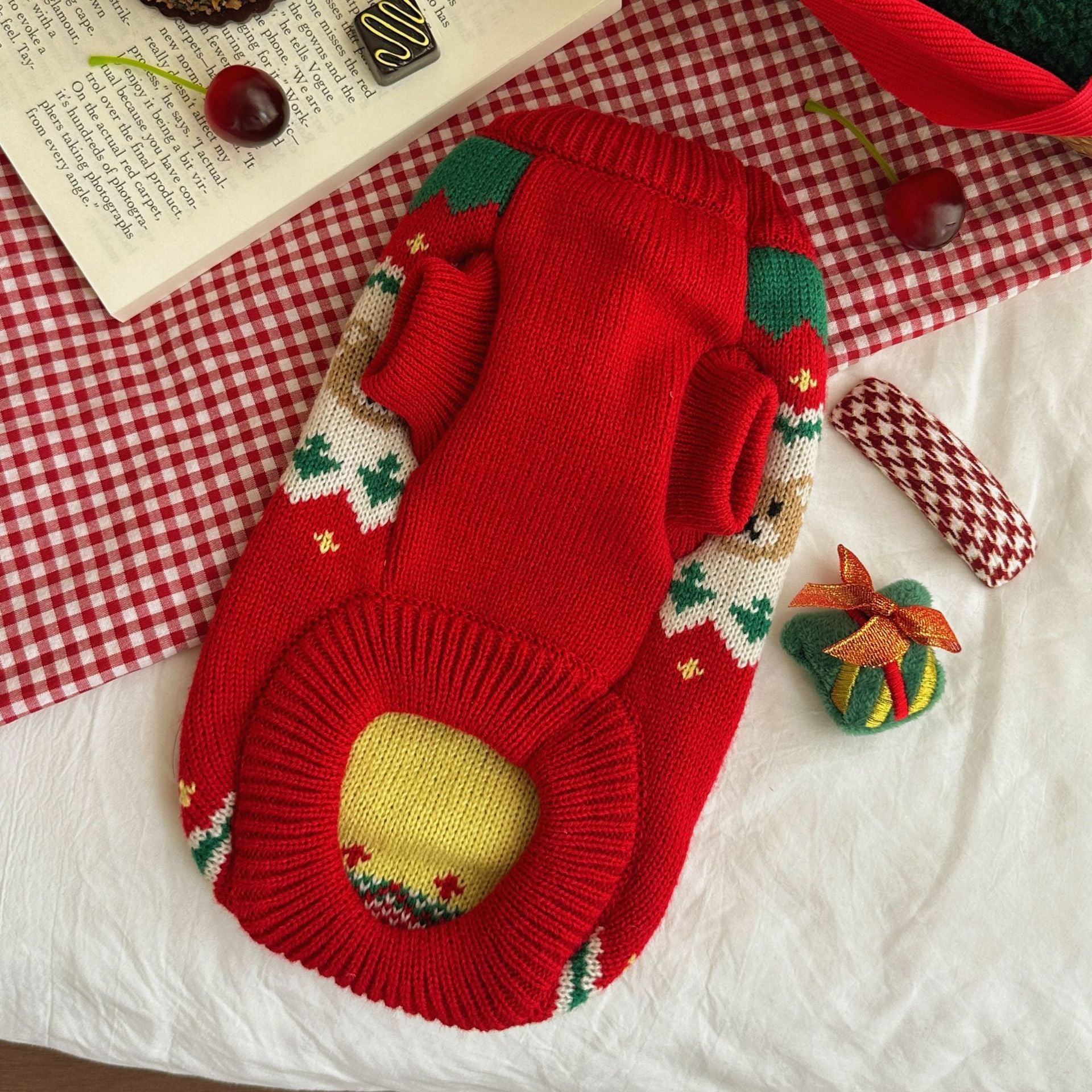 Maglioncino Rosso Orsetti Festivi - Speciale Natale - Dog Moda