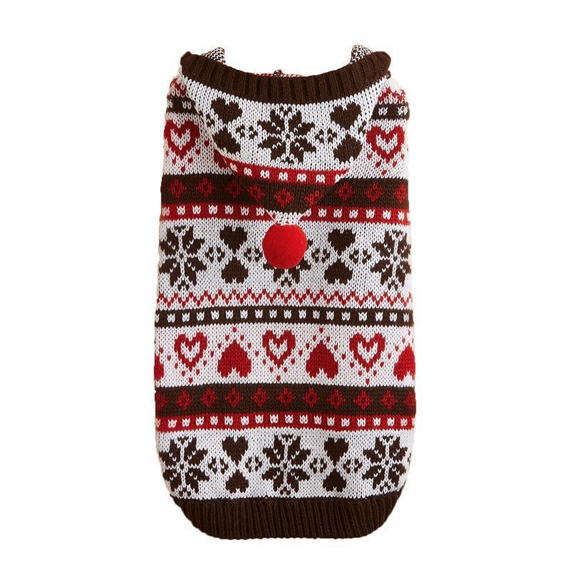 Dog Sweater with Hood and Pom Pom | Heart Pattern 