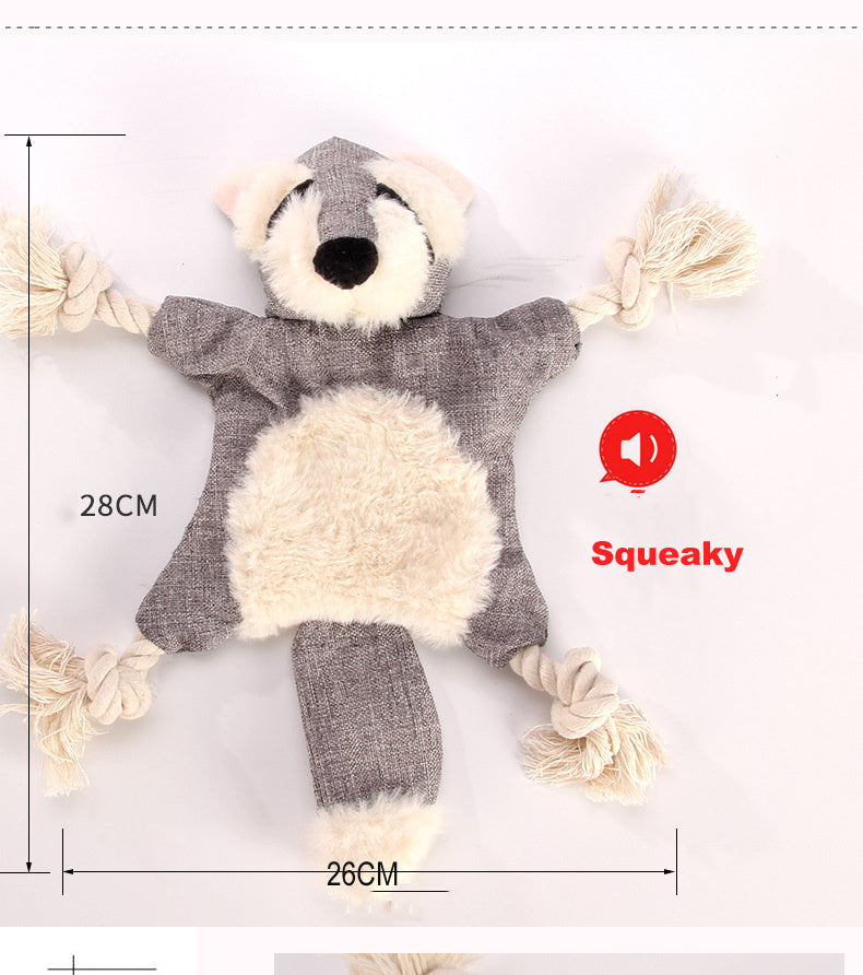 Plush Dog Toy with Rope – Squirrel, Teddy Bear or Fox
