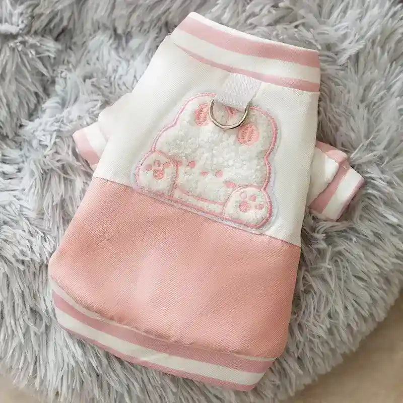 犬用ウサギジャケット - 刺繍入りピンクセーター
