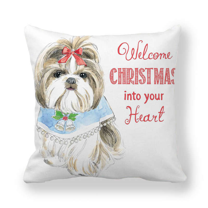 Fodera Cuscino Natale Cani - Decorazione Casa 45x45cm