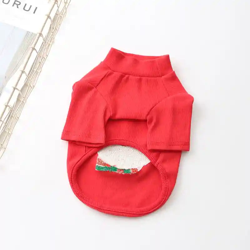 Maglia Natale Cane Renna - Felpa Cotone Rosso Verde by Dog Moda
