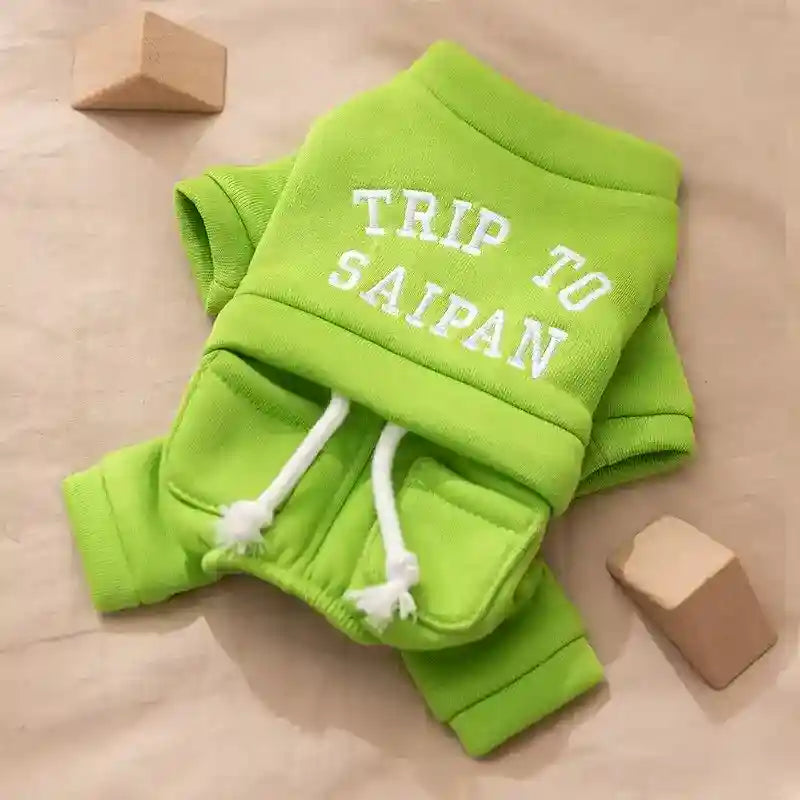 Puppy Clothes, Four-legged Warm Hoodie For Autumn And Winter, Thin Fleece Teddy Bear Cat Pet Clothes For Small And Medium-sized Dogs by Dog Moda