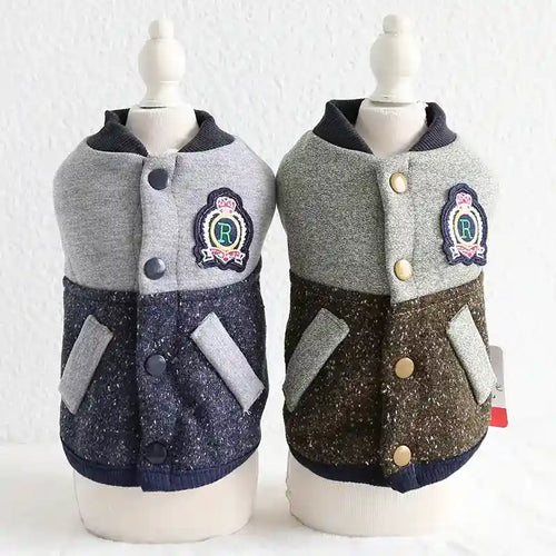Dog Coat Study Buttons Fleece Lining Winter