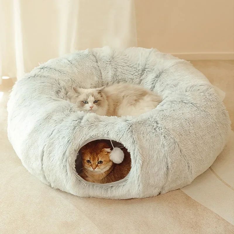 Soft Fleece Cat Play Tunnel – Fun and Comfort for Your Kitty