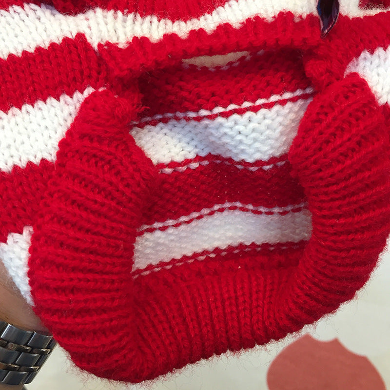 Pom Pom Dog Sweater | Colorful Stripes and Soft Poms