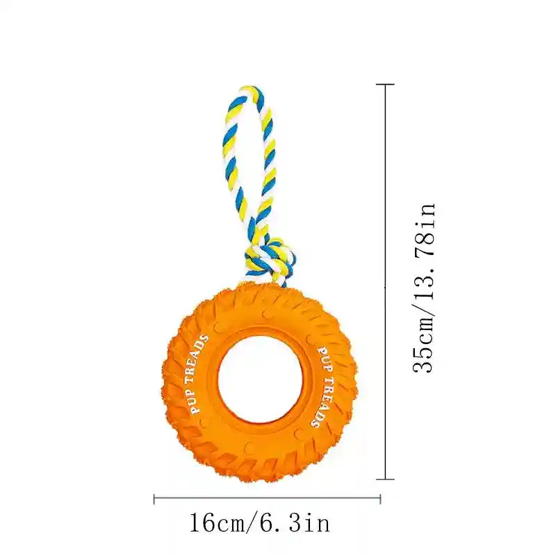 犬用引っ張りおもちゃ タイヤ型 - スナックディスペンサー