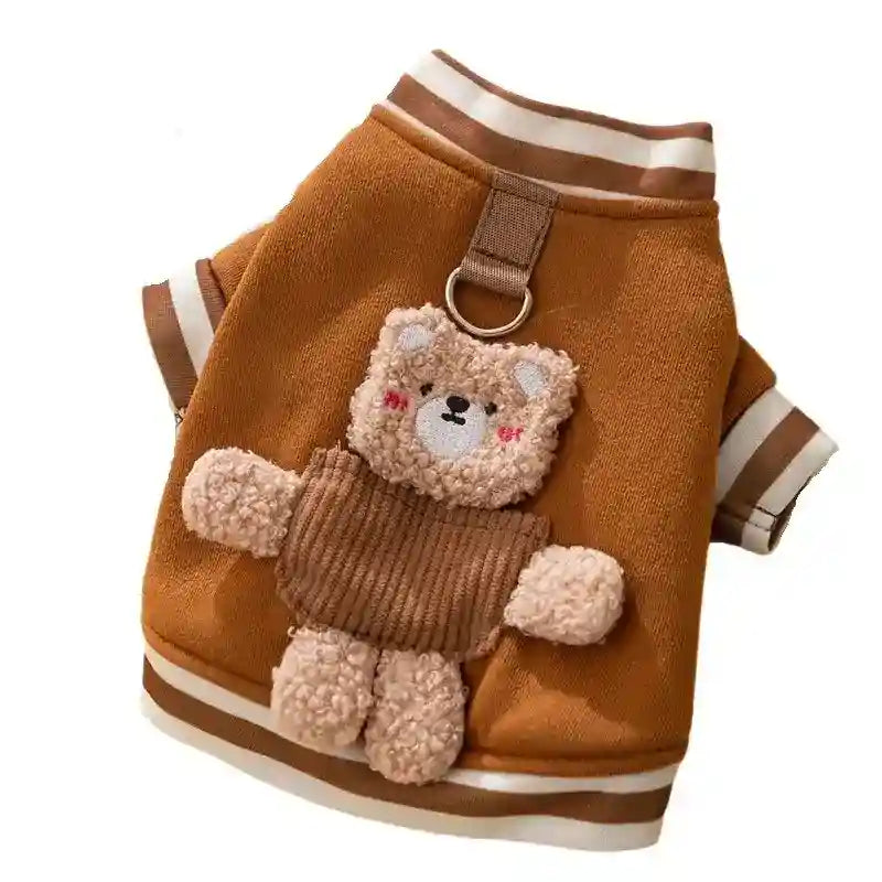 Maglia Orsetto per Cani - Ricamo 3D con Anello Pettorina by Dog Moda
