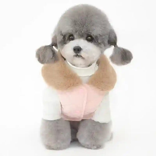 Quilted Faux Fur Sleeveless Dog Coat