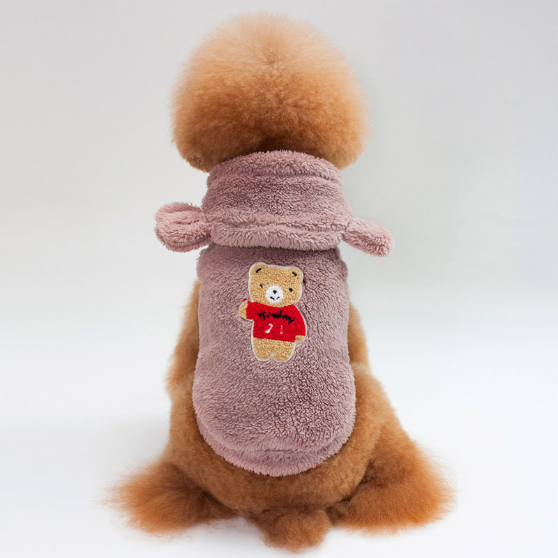 Teddy Bear Dog Coat - Fleece with Hood and Ears