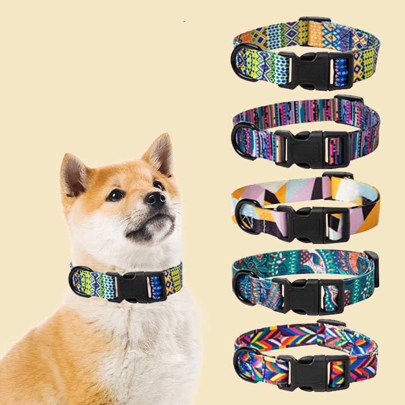 Dog Collar and Leash Set - "Bohemian" Model