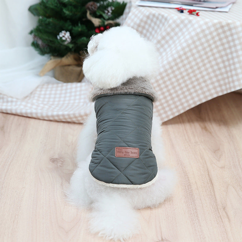 "Witty" Sleeveless Poodle Coat with Faux Fur Collar