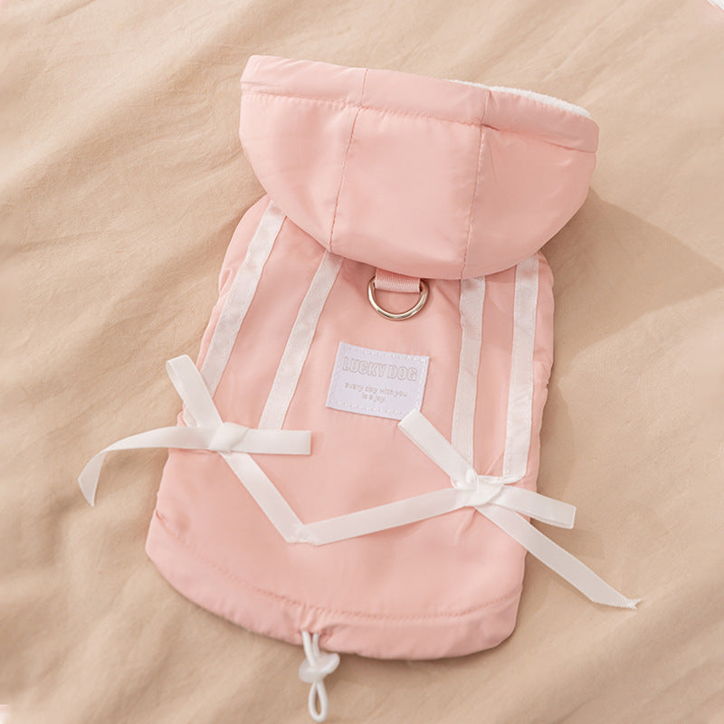 Cappotto Lucky Dog Smanicato con Cappuccio e Fiocco