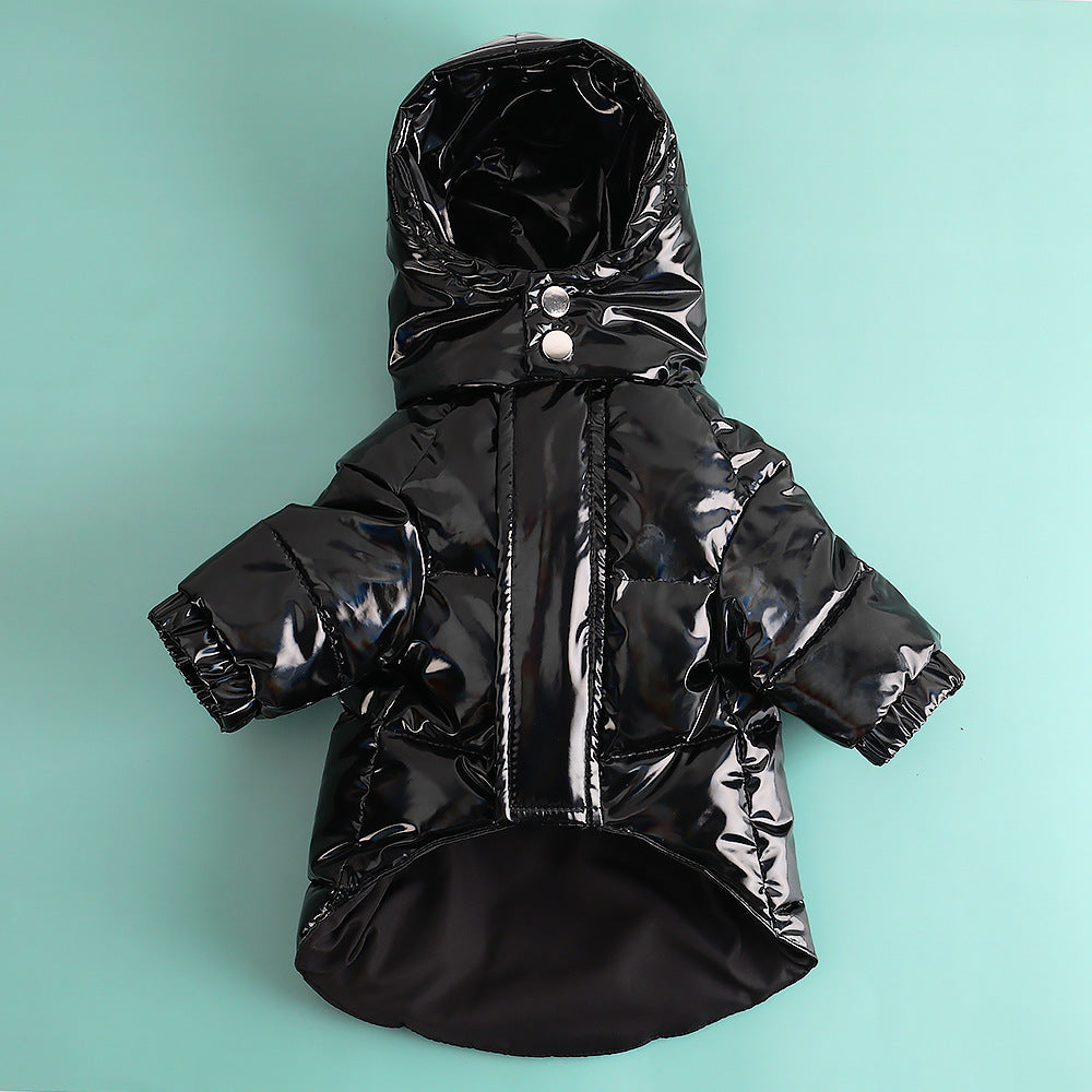 Moncler Style Dog Coat with Shiny Hood – Pink or Black