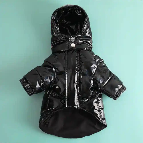 Cappotto per Cani Stile Moncler con Cappuccio Lucido – Rosa o Nero by Dog Moda