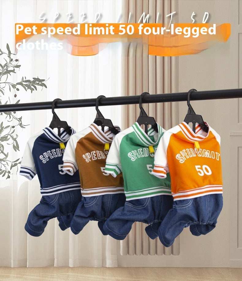 "Speed ​​Limit" Dog Coat - Sweatshirt with Harness Ring and Denim