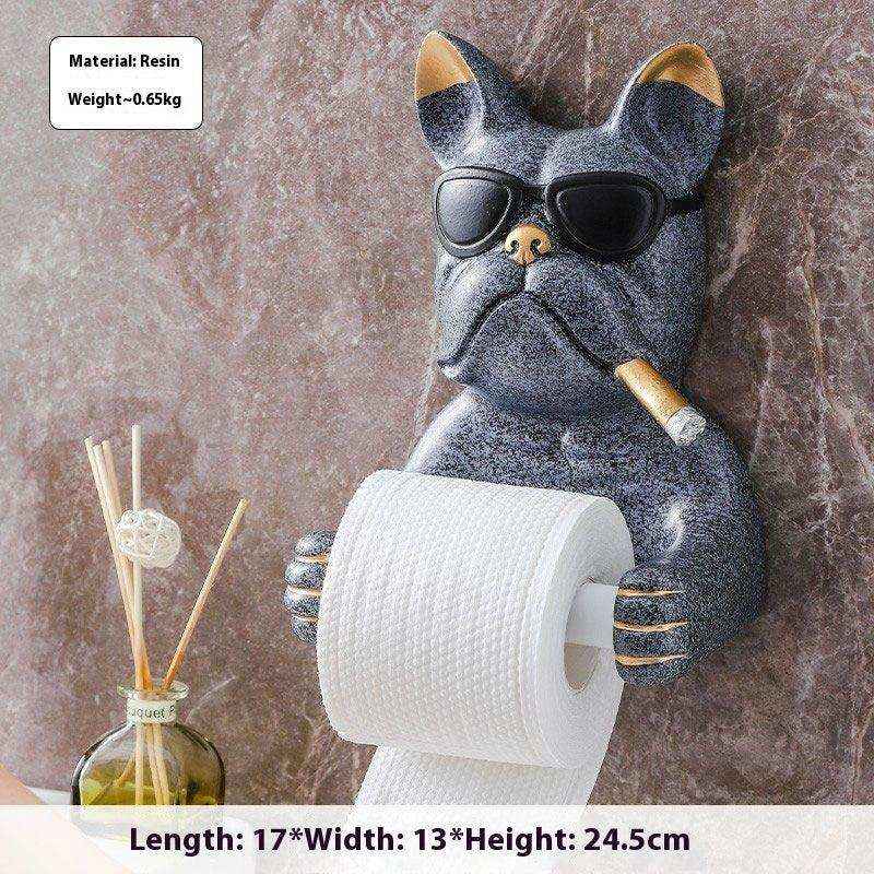 Porta Rotolo Carta Igienica Bulldog con Occhiali by Dog Moda