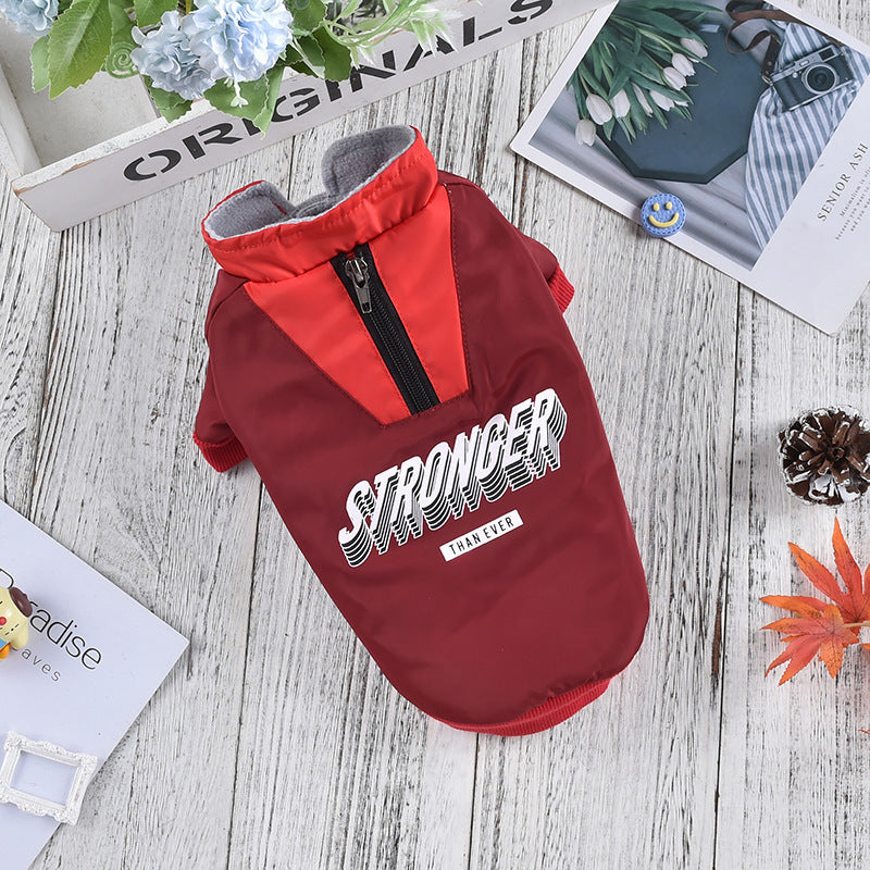 "Stronger" Fleece Dog Coat with Zip and Button Closure