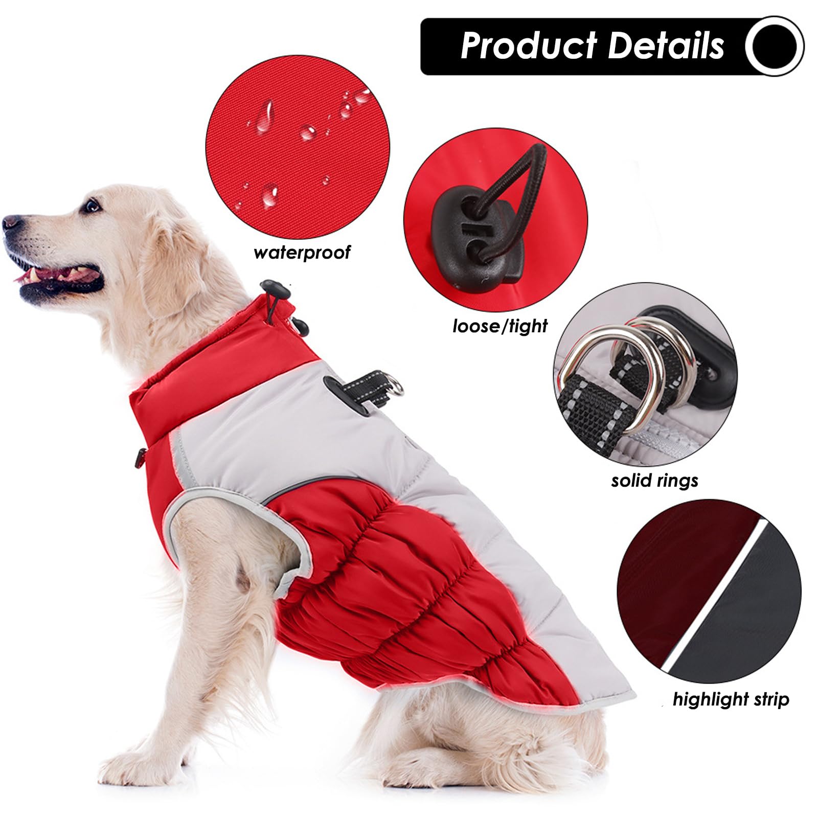 Cappotto Impermeabile Cani Passepartout con Zip e Pettorina
