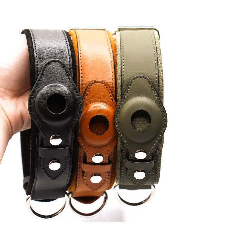 Leather Collar with Apple AirTag Housing for Dogs and Cats